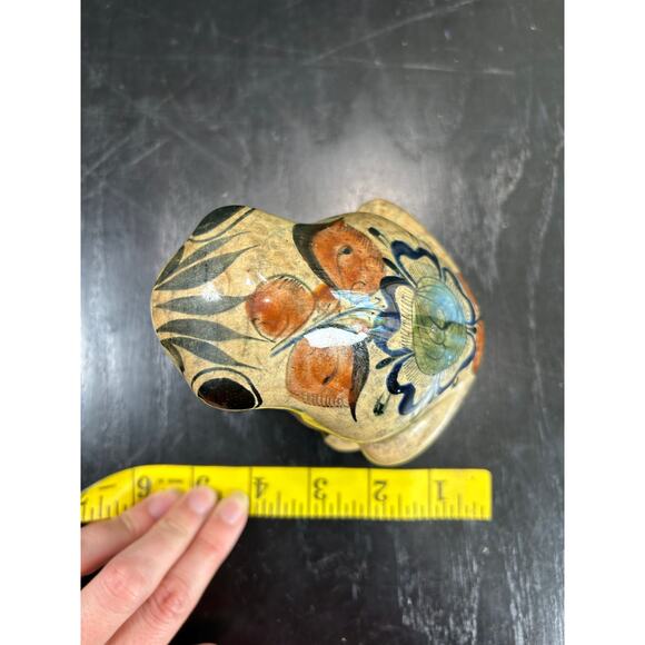 Vtg Pottery Mini Table Top Frog Figurine- Painted - Made in Mexico- some wear - Picture 5 of 6